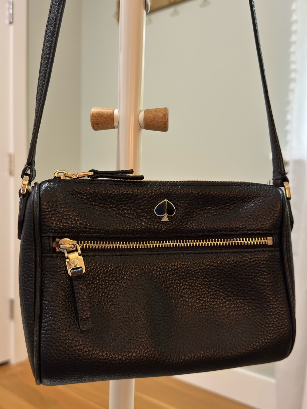 kate spade Black Pebbled Leather Gold-Accent Crossbody Bag - Picture 4 of 14